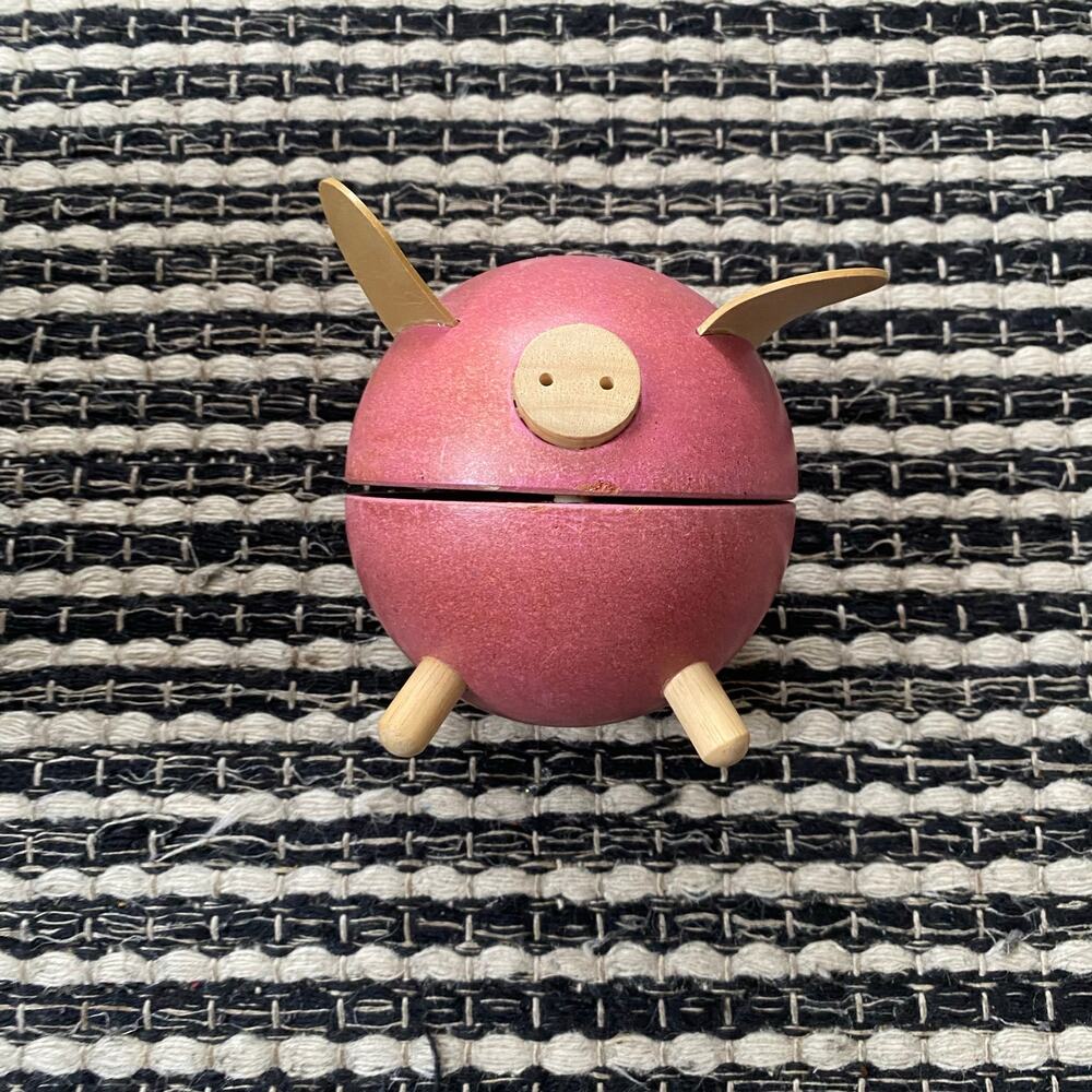 🌿Plan Toys Wooden Pink Piggy Coin Money Bank